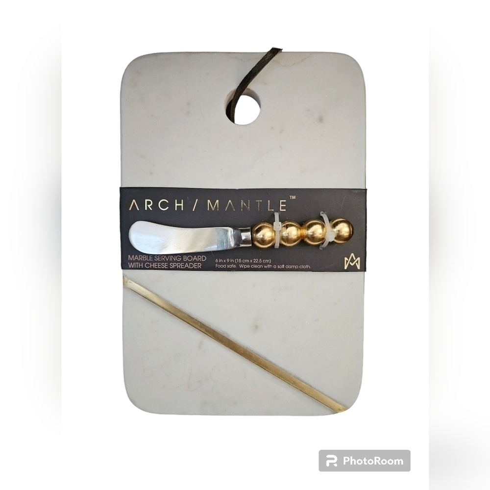 ARCH / Mantle marble cheese board and spreader NWT.